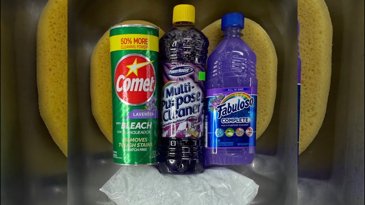 ASMR 💜 ♻️recycled♻️paste POWDER 🤤 with LAVENDER 😈cleaners and FRESH LAVENDER 😈 comet 🔥🔥🔥🔥