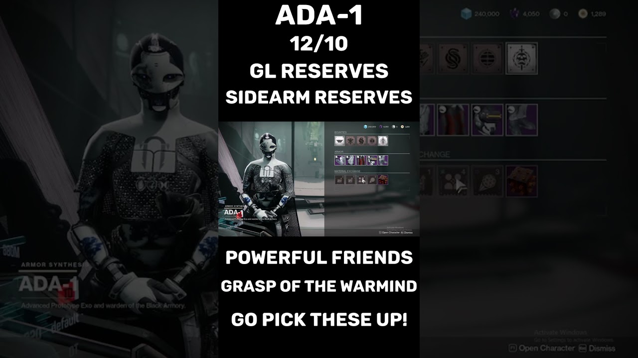 Destiny 2 Ada-1 Mods Today 12/10