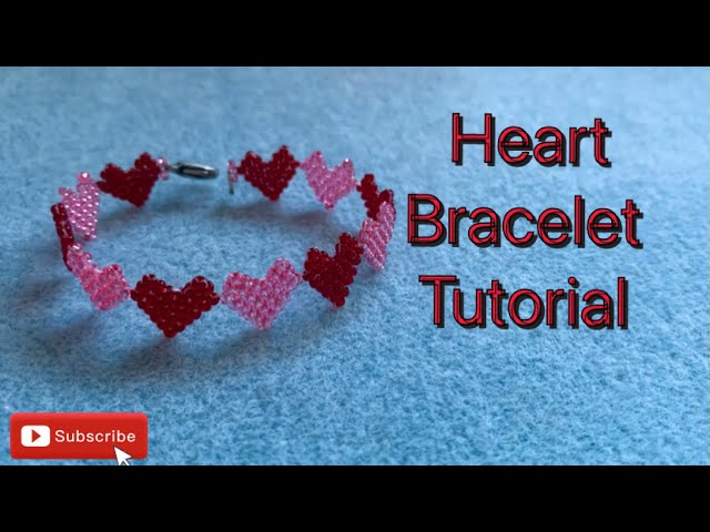 Beaded Heart bracelet, brick stitch beading tutorial 