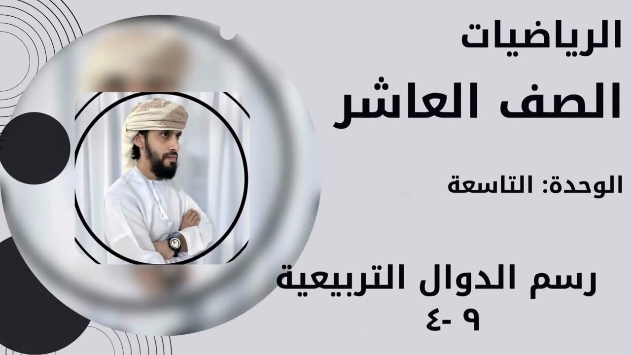 رياضيات كامبريدج الصف العاشر الوحدة التاسعه :(٩-٤   ) رسم المعادلات التربيعية