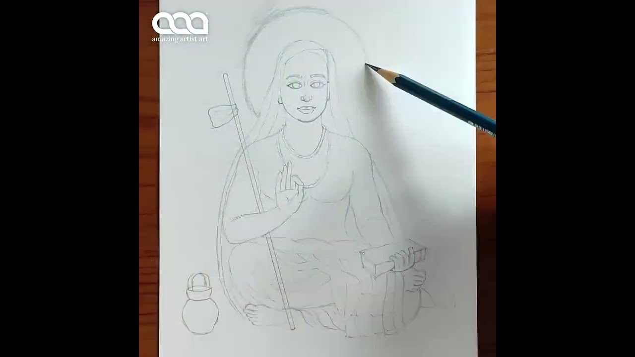 How to Draw ADI SHANKARACHARYA DRAWING step by step - YouTube