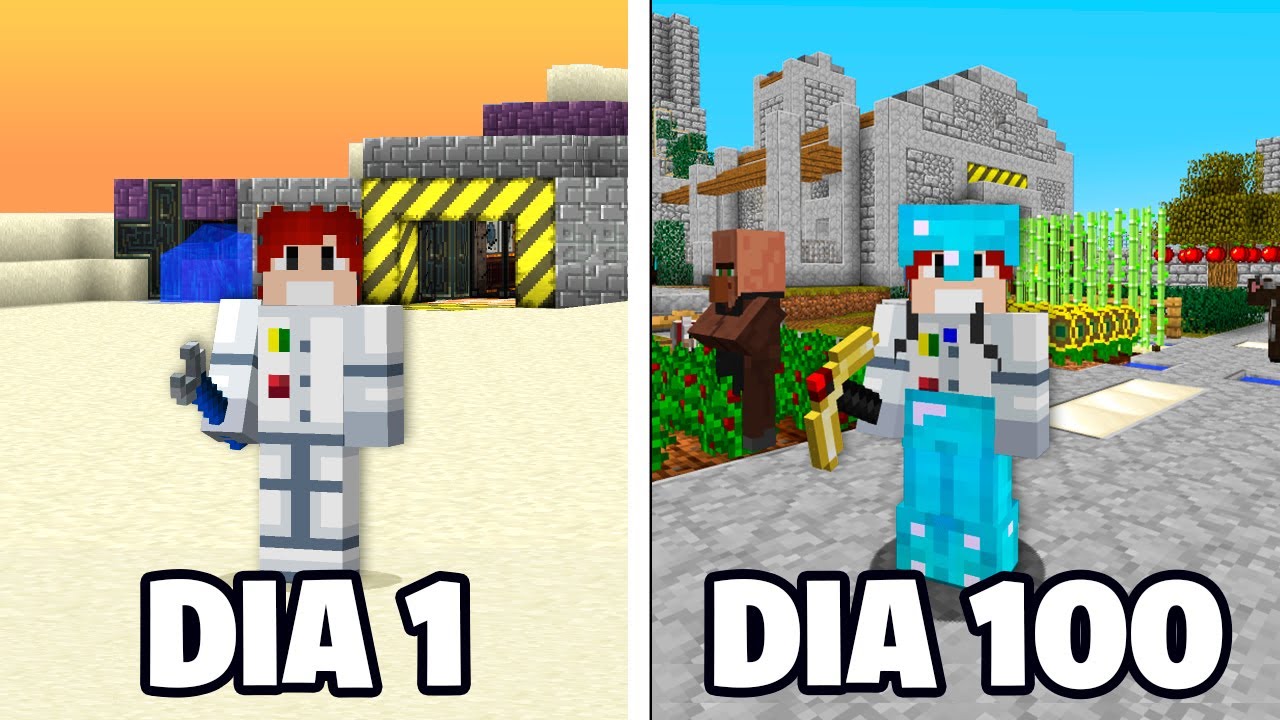 SOBREVIVI 100 DIAS EM UM PLANETA DESERTO NO MINECRAFT - CRASH LANDING O FILME