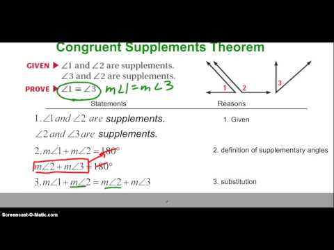 Congruent Supplements/Complements Theorems