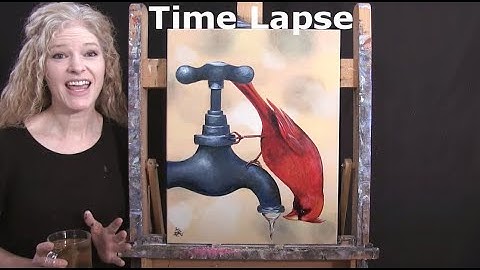 Hoe je "Thirsty Cardinal" tekent en schildert - TIME LAPSE CANVAS SCHILDEREN Beginners Acryl Tuto...