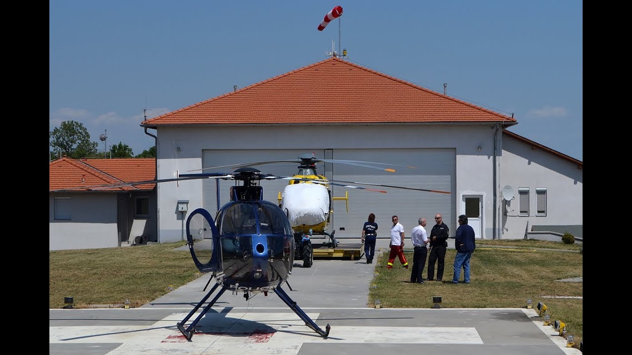 McDonell-Douglas MD-500E landing to Hungarian Air Ambulance base Balatonfüred, Hungary