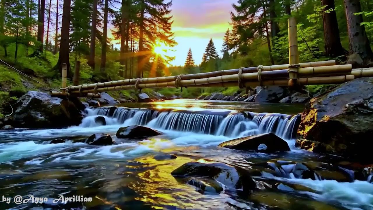 Tranquil Moonlit Stream 🌌💧 Relaxing Waterfall Ambience for Deep Sleep & Calm Mind