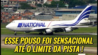 Impressive landing: Boeing 747 National goes all the way to the end of the runway at Guarulhos Ai...