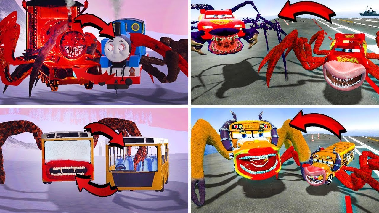 TURNING INTO MONSTERS: MCQUEEN EATER , DOEY STALKER SMALL, CAR EATER, CHOO CHOO CHARLES (GMOD)!