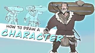 HOW TO DRAW CHARACTERS | Character Design Process; Finding a POSE, SKETCHING, INKING and COLORING!