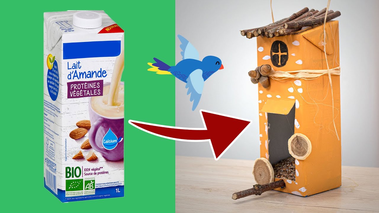 DIY mangeoire à oiseau avec une brique de lait - Recyclethon 