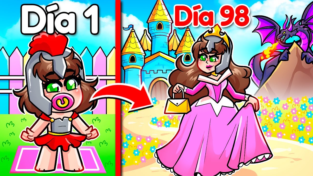Jugué 100 DÍAS CONVERTIDO en una PRINCESA muy LINDA en Roblox 😂👸