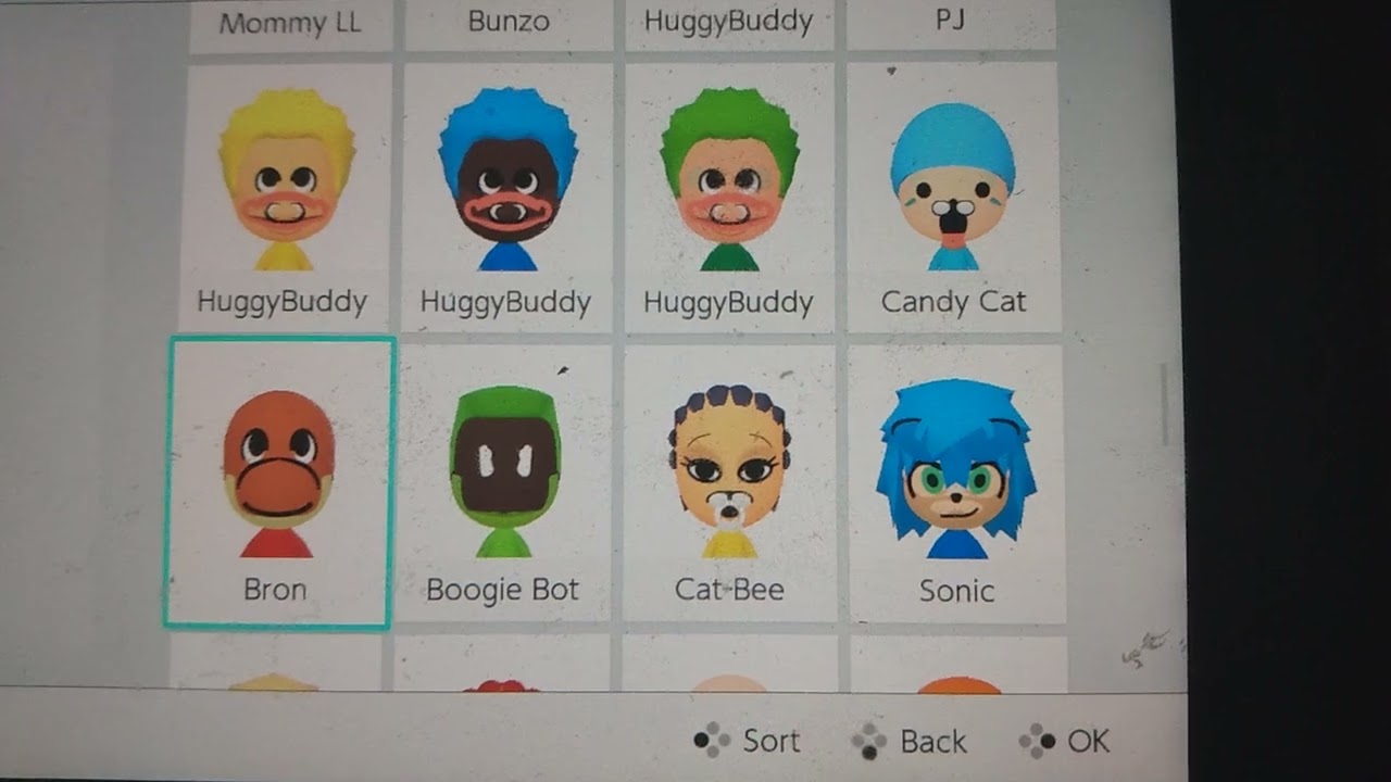 my mii collection from Nintendo switch