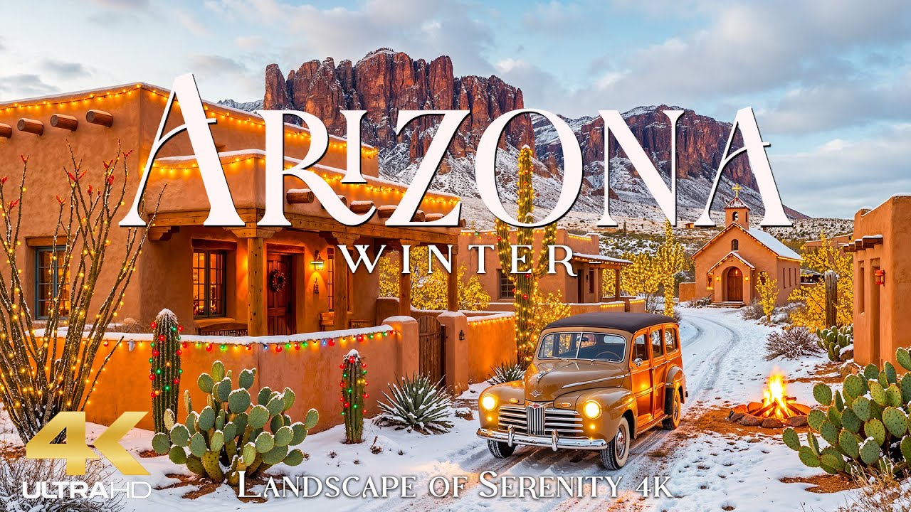 Arizona Winter 4K UHD ❄️ Snow-Dusted Deserts, Red Rock Canyons & Quiet Scenic Roads