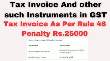 How to Prepared Tax invoice by GST Registered taxpayers/ rule 46 of Cgst Act 2017 Penalties Rs.25k