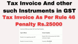 How to Prepared Tax invoice by GST Registered taxpayers/ rule 46 of Cgst Act 2017 Penalties Rs.25k