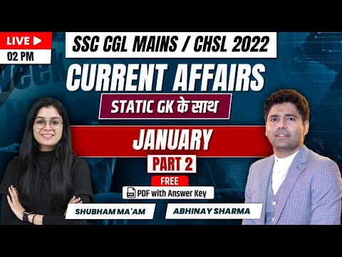 Static Gk  | Current Affairs | January (Part-2) | SSC CGL Mains | CHSL 2022  | By Shubham ma'am