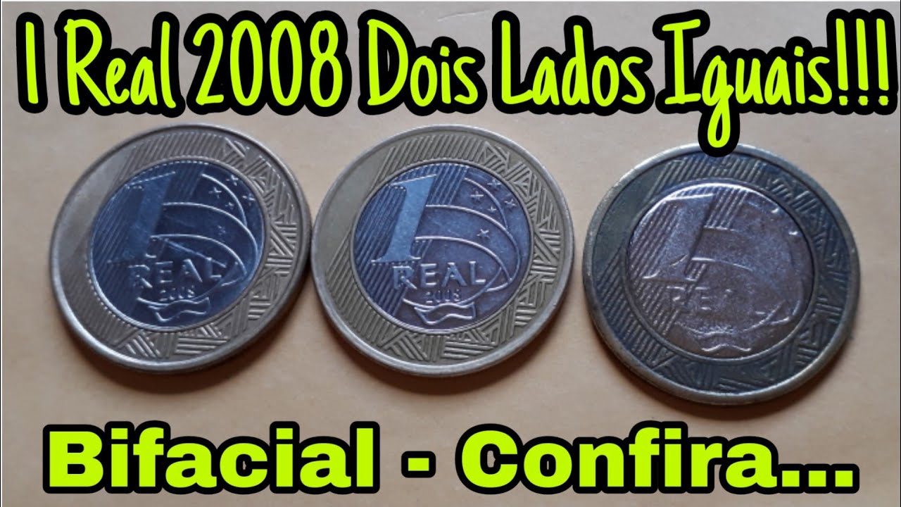 Moeda Rara De 1 Real 2008 Com Os Dois Lados Iguais Bifacial Nova