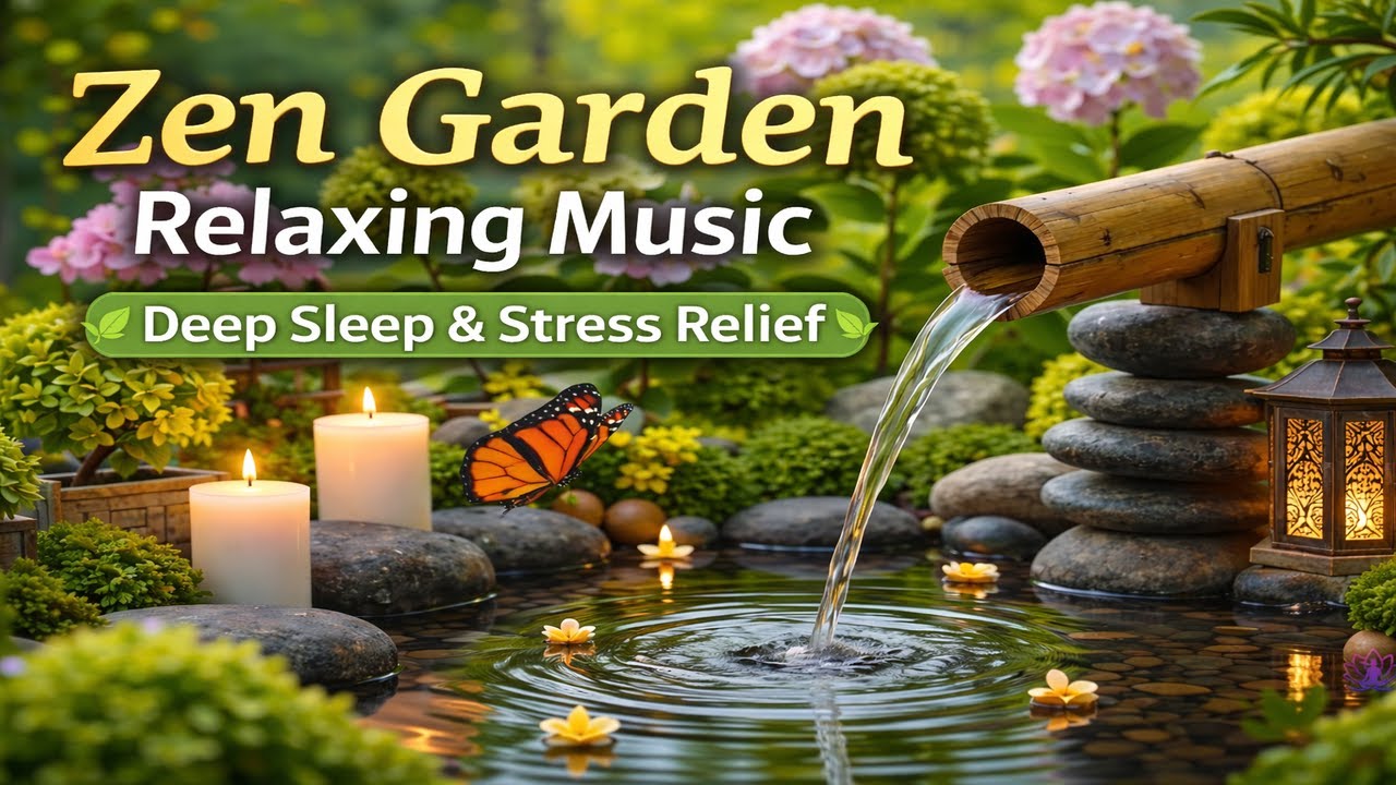 Peaceful Zen Garden 🌸 Relaxing Music with Water Sounds for Sleep & Stress Relief