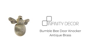 INFINITY DECOR - Bumble Bee Door Knocker Antique Brass | Door Knocker for Front Entry Door