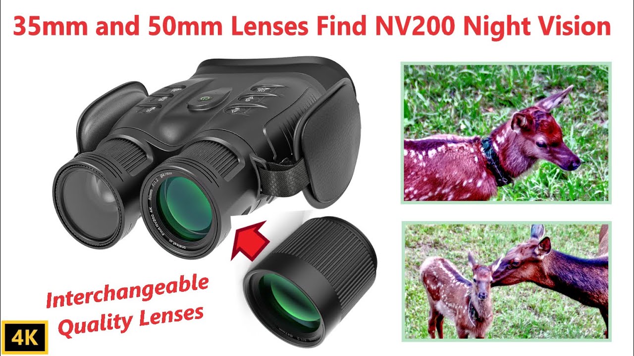 OneLeaf Find NV200 4K Day/Night Vision Binoculars 35mm and 50mm Lens