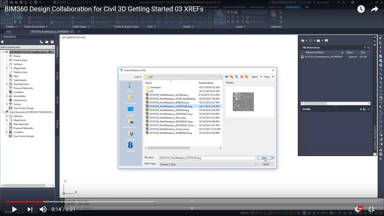 BIM360 Design Collaboration for Civil 3D Getting Started 03 XREFs - YouTube