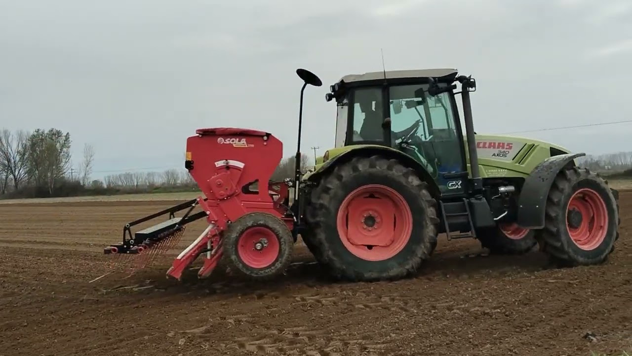 CLAAS 340 axos-Σπορα τριφυλλιου με SOLA