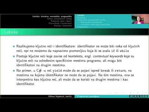 08.01 Osnovna svojstva programskih jezika. Leksika. Sintaksa. Semantika. Pragmatika