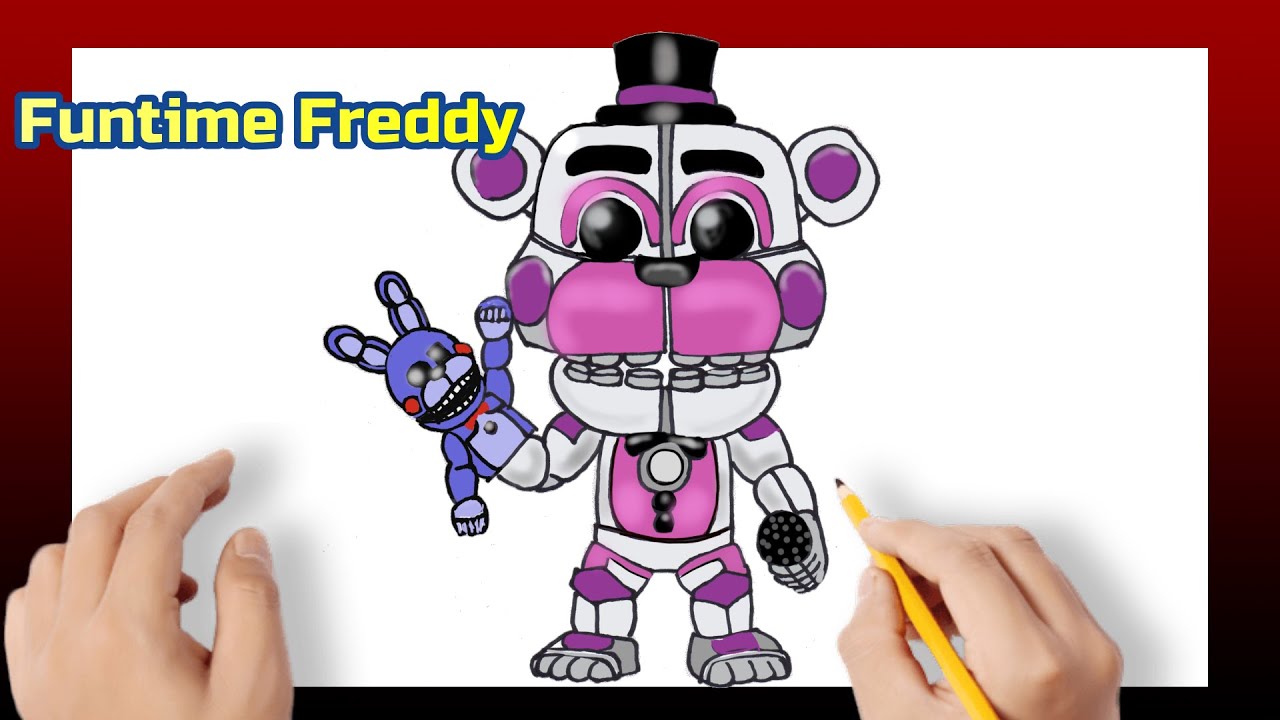 Cómo DIBUJAR y PINTAR a 🐰FUNTIME BONNIE🐇 de FIVE NIGHTS AT FREDDYS/How to  DRAW FUNTIME BONNIE 