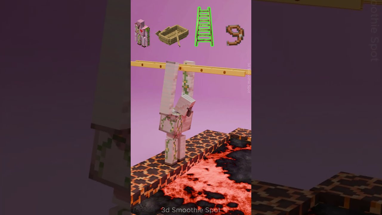 Minecraft Hero Iron Golem VS Villager And Girl Satisfying 3D Fluid Simulation