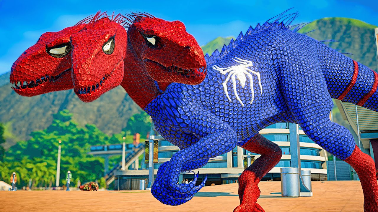 Spiderman Indoraptor Vs Tyrannosaurus Rex, Ironman Giganotosaurus Jurassic World Dinosaurs Fight's Banner