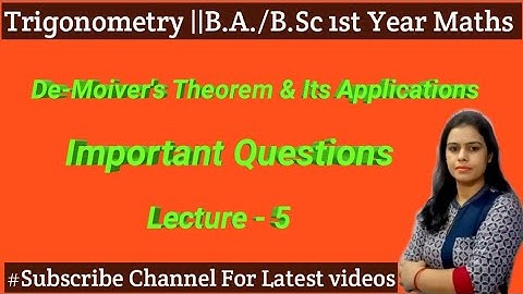 Important Questions of Exercise 7.1 ||De-Moiver