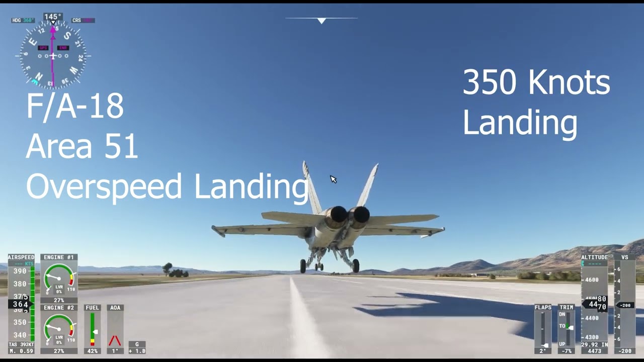 F/A-18 Landing at Area 51 at Mach 0.529