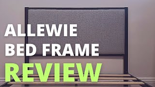 Allewie Full Size Bed Frame w/ 47'' Tall Upholstered Headboard Review | Full Metal Bed Frame Review