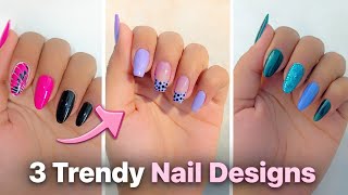 3 Easy Trendy Nail Art Designs Pink Black Pastel Teal Nail Art Compilation 2026