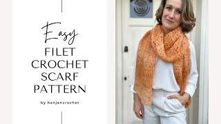 Easy Filet Crochet Scarf Pattern Tutorial screenshot 1