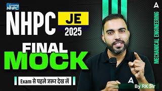 NHPC JE 2025 | Mechanical Engineering Final Mock | Complete Syllabus Practice Before Exam