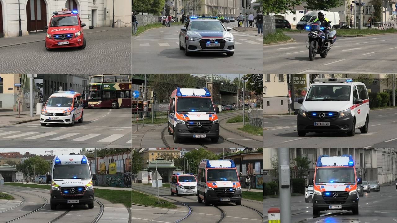 verschiedene Einsatzfahrten Rettunsdienst Feuerwehr und Polizei in Wien 🇦🇹 [ Part 3 ]