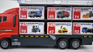 19 Tomica Working Cars | Unboxing &amp; Organizing into Convoy Truck ~ トミカはたらく車12台！開封レビュー