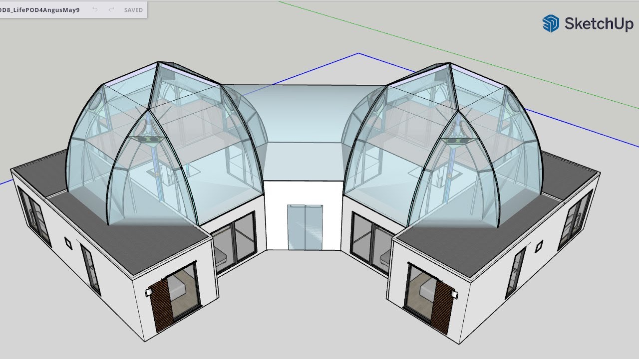 PyraPOD8/LifePOD for 2 families - showing how to open the 3D Sketchup concept file & view it online