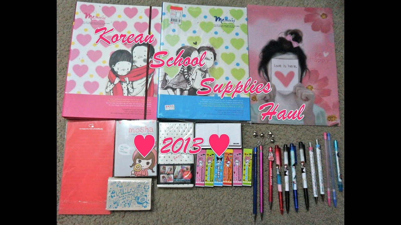  Korean  School Supplies  Haul 2013  YouTube