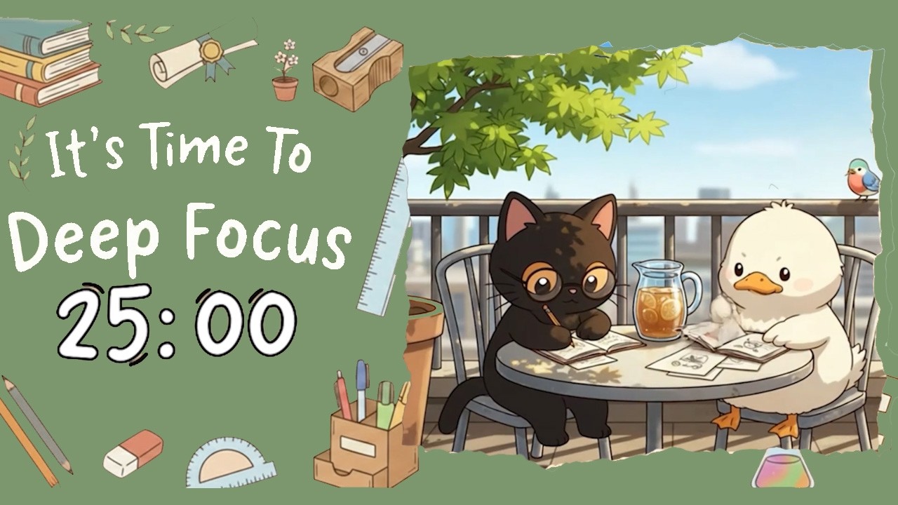 Study With Me Outside 🌿 City Terrace Lofi | 4x25 Focus Timer 🎵 Happy Lofi Beats