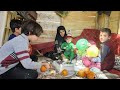 Yalda celebration of iranians in a warm and cozy nomadic hut along with muhammads birt.ay nomad