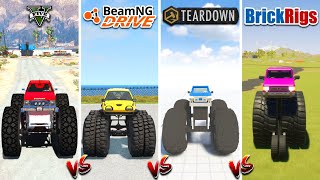 MEGA MONSTER TRUCK in GTA 5 vs TEARDOWN vs BEAMNG DRIVE vs BRICK RIGS - WHICH IS BEST?