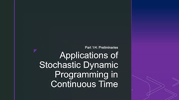 Applications of Continuous Time Stochastic Dynamic Programming in Economics: Part 1/4