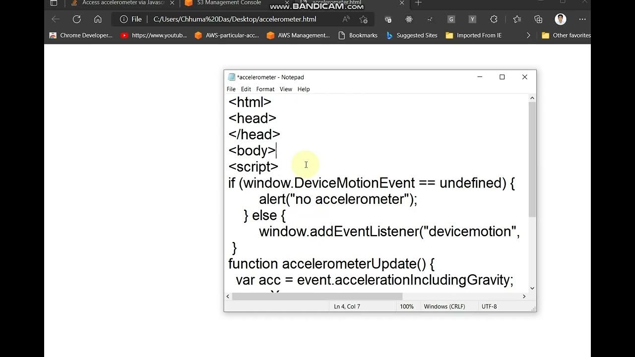 Reading phone's accelerometer data using javascript single file app