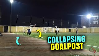 Player Hangs On Goal, Goalpost Collapses