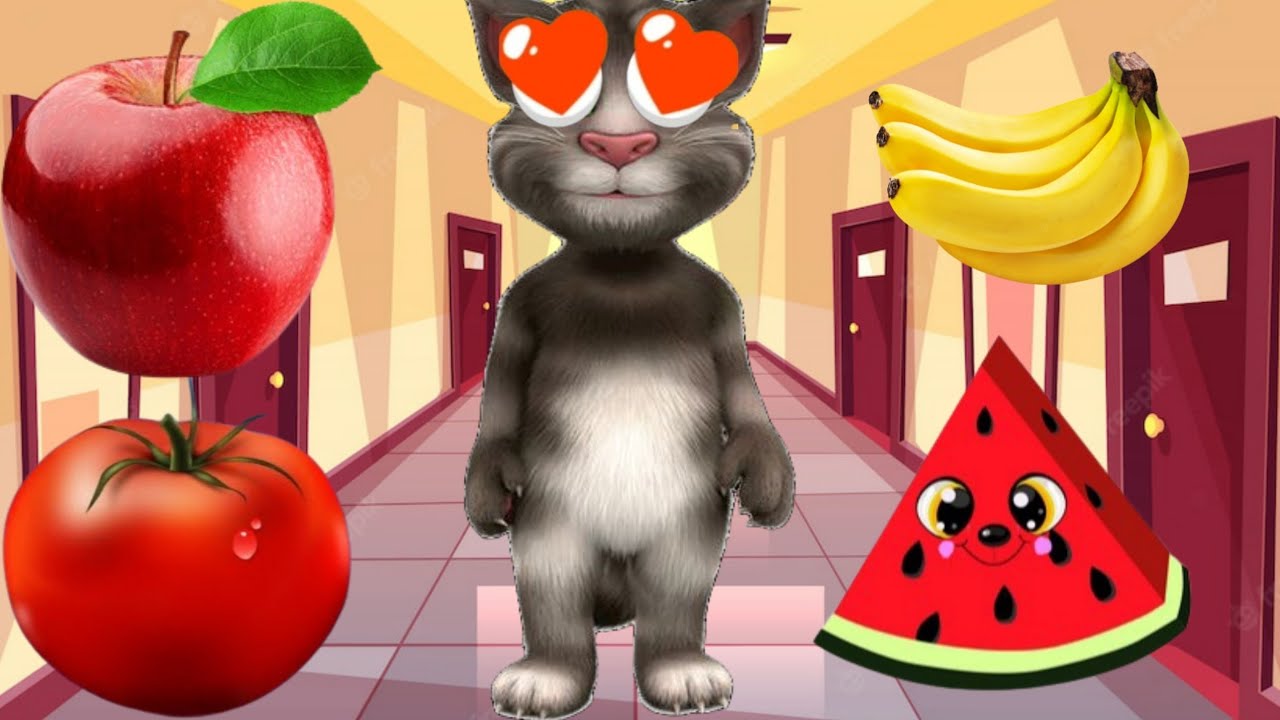 billu eating apple banana watermelon and tomato | 