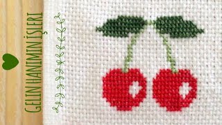 Etami̇n Mutfak Havlusuna Ki̇raz Moti̇fi̇ Yapiyoruz Etami̇ne Başliyoruz Hand Embroidery