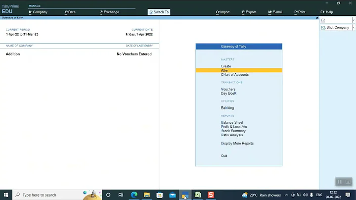 Excel Import Stock Items in Tally Prime