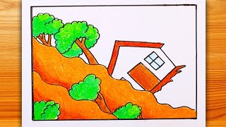 Landslide drawing easy | Art of Kala